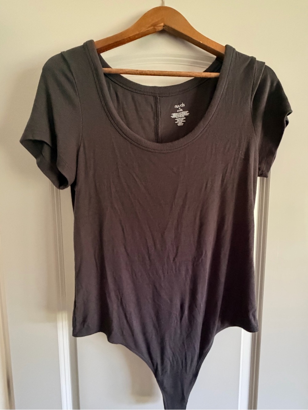 nuuds Black Scoop Neck Short Sleeve Bodysuit